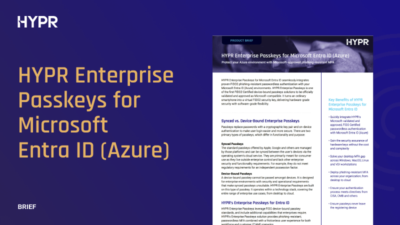 HYPR Enterprise Passkeys for Azure Product Brief